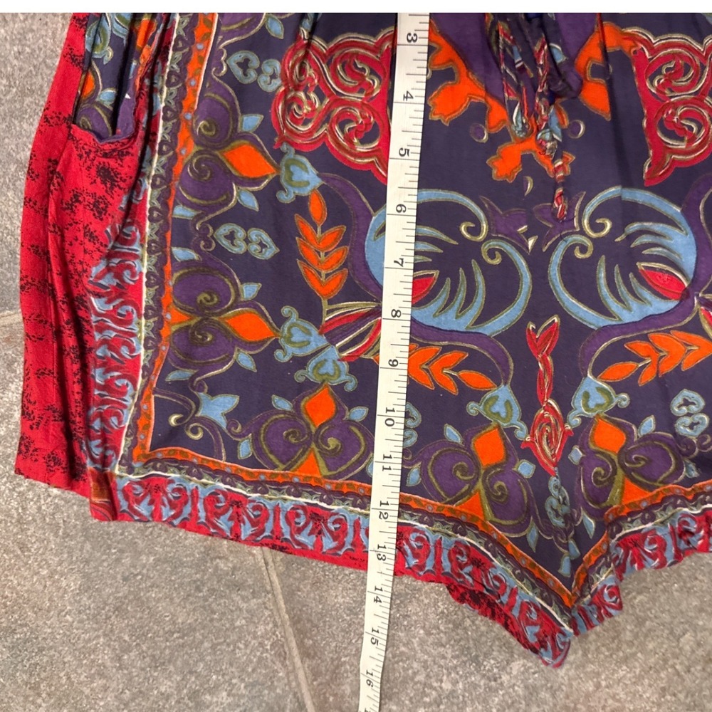 Angie Strapless Romper XL Purple Orange Medallion Print Rayon Boho Chic Festival - Picture 7 of 7